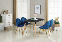 Life Interiors Set Of 6 Blue Lucia Ergonomic Velvet Dining Chairs With Wooden Legs, Modern Upholstered Accent Chair - thumbnail 9