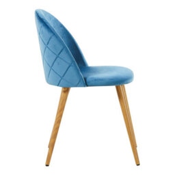 Life Interiors Set Of 6 Blue Lucia Ergonomic Velvet Dining Chairs With Wooden Legs, Modern Upholstered Accent Chair - thumbnail 3