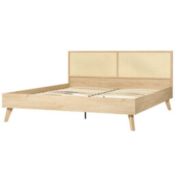 Beliani Bed Rattan Monpazier 180 X 200 Cm (Eu Super King) Light Brown - thumbnail 5