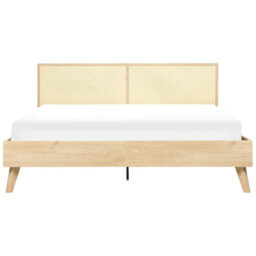 Beliani Bed Rattan Monpazier 180 X 200 Cm (Eu Super King) Light Brown - thumbnail 4