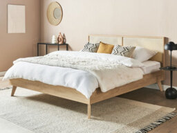 Beliani Bed Rattan Monpazier 180 X 200 Cm (Eu Super King) Light Brown - thumbnail 2