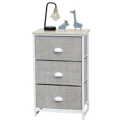 Gainoom Chest Of Drawers With 3 Drawers Home Metal Frame Storage Organizer Unit White - image 1