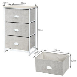 Gainoom Chest Of Drawers With 3 Drawers Home Metal Frame Storage Organizer Unit White - thumbnail 2