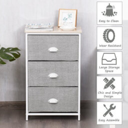 Gainoom Chest Of Drawers With 3 Drawers Home Metal Frame Storage Organizer Unit White - thumbnail 7