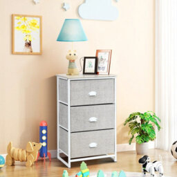 Gainoom Chest Of Drawers With 3 Drawers Home Metal Frame Storage Organizer Unit White - thumbnail 5