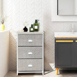 Gainoom Chest Of Drawers With 3 Drawers Home Metal Frame Storage Organizer Unit White - thumbnail 6