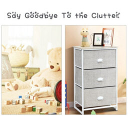 Gainoom Chest Of Drawers With 3 Drawers Home Metal Frame Storage Organizer Unit White - thumbnail 9