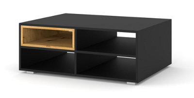 Arte Anette M Artisan Oak & Black Matte Coffee Table - Industrial Loft Style - 700mm X 370 mm X 940mm - image 1