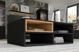 Arte Anette M Artisan Oak & Black Matte Coffee Table - Industrial Loft Style - 700mm X 370 mm X 940mm - thumbnail 3
