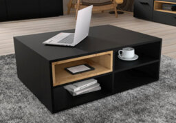 Arte Anette M Artisan Oak & Black Matte Coffee Table - Industrial Loft Style - 700mm X 370 mm X 940mm - thumbnail 4