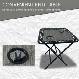 Birchtree Zero Gravity Chairs Sun Recliner Adjustable Chairs Folding Table Set Reclining Loungers Drink Holder Grey - thumbnail 9