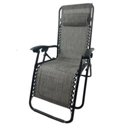 Birchtree Zero Gravity Chairs Sun Recliner Adjustable Chairs Folding Table Set Reclining Loungers Drink Holder Grey - thumbnail 3