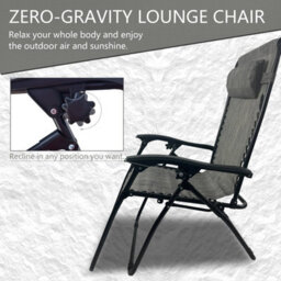 Birchtree Zero Gravity Chairs Sun Recliner Adjustable Chairs Folding Table Set Reclining Loungers Drink Holder Grey - thumbnail 5