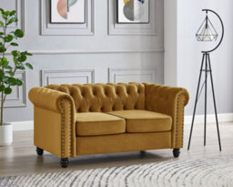 Home Detail Chester 2 Seater Sofa, Gold Velvet - thumbnail 1