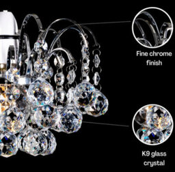 Klass Home Collection K9 Crystal Faceted Oriel Pendant Ceiling Light Shade/ Lamp Shade Chrome Finish - thumbnail 3
