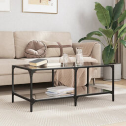 Berkfield Coffee Table With Black Glass Top 98.5X50X40 Cm Steel