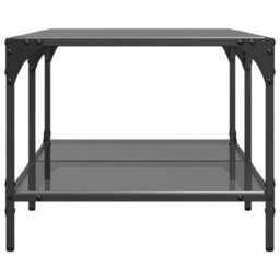 Berkfield Coffee Table With Black Glass Top 98.5X50X40 Cm Steel - thumbnail 5