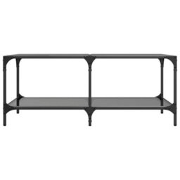 Berkfield Coffee Table With Black Glass Top 98.5X50X40 Cm Steel - thumbnail 4