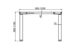 REJS Futuro Compact Adjustable By Electric Drive Metal Desk Frame, Height: 685-1180mm, Width: 900-1200mm - Grey - thumbnail 2