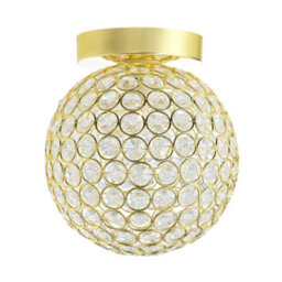 Happy Homewares Modern Polished Gold And Beaded Glass Ip44 Bathroom Ceiling Light - thumbnail 1