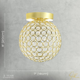 Happy Homewares Modern Polished Gold And Beaded Glass Ip44 Bathroom Ceiling Light - thumbnail 6