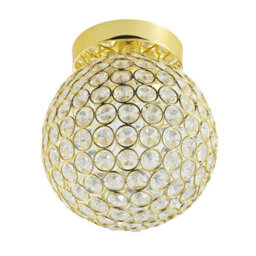 Happy Homewares Modern Polished Gold And Beaded Glass Ip44 Bathroom Ceiling Light - thumbnail 2