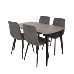 Core Products Aspen Grey Oak Effect 120Cm Rectangular Dining Table With 4 Grey  Fabric Straight Stitch Design Chairs - thumbnail 2