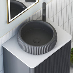 Royal Bathrooms Avenza 600mm Matt Obsidian Black Wall Hung Bathroom Countertop Vanity Unit 1 Drawer With Milan Black Basin - thumbnail 7