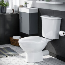 Nes Home 400mm Cloakroom Wall Hung Basin Vanity Unit & Close Coupled Toilet Dark Grey - thumbnail 4