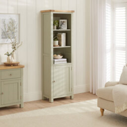 The Furniture Market Marbury Sage Green Painted Tall Narrow Bookcase With 1 Door Cupboard - thumbnail 3