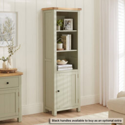 The Furniture Market Marbury Sage Green Painted Tall Narrow Bookcase With 1 Door Cupboard - thumbnail 4