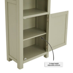 The Furniture Market Marbury Sage Green Painted Tall Narrow Bookcase With 1 Door Cupboard - thumbnail 7