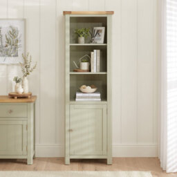 The Furniture Market Marbury Sage Green Painted Tall Narrow Bookcase With 1 Door Cupboard - thumbnail 2
