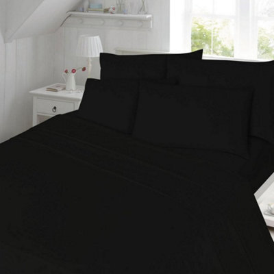 Homespace Direct Ltd Homespace Direct 180 Thread Count Duvet Cover Set Bedding Black King - image 1