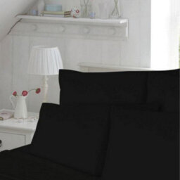Homespace Direct Ltd Homespace Direct 180 Thread Count Duvet Cover Set Bedding Black King - thumbnail 2