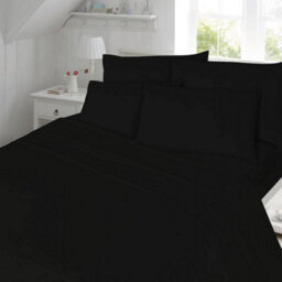 Homespace Direct Ltd Homespace Direct 180 Thread Count Duvet Cover Set Bedding Black King - thumbnail 1