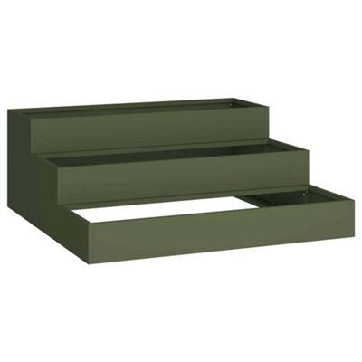 Berkfield Modern Garden Planter Olive Green 90 X 90 X 35 Cm Steel - image 1