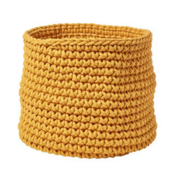 Homescapes Yellow Cotton Knitted Round Storage Basket, 42 X 37 Cm
