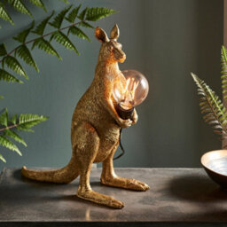 2 Pack Vintage Gold Kangaroo Table Light - Resin Figure - Matt Black Lamp Holder - thumbnail 3