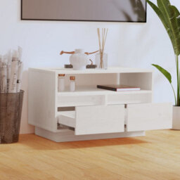 Berkfield Durable Tv Cabinet White 60X35X37 Cm Solid Wood Pine - thumbnail 3