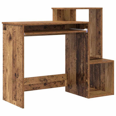 Berkfield Durable Brown Computer Desk Old Wood Engineered Wood Medium Storage - image 1