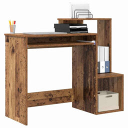 Berkfield Durable Brown Computer Desk Old Wood Engineered Wood Medium Storage - thumbnail 3