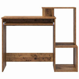 Berkfield Durable Brown Computer Desk Old Wood Engineered Wood Medium Storage - thumbnail 6