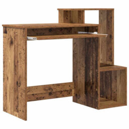 Berkfield Durable Brown Computer Desk Old Wood Engineered Wood Medium Storage - thumbnail 5
