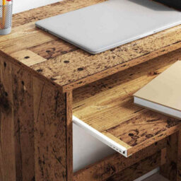 Berkfield Durable Brown Computer Desk Old Wood Engineered Wood Medium Storage - thumbnail 4