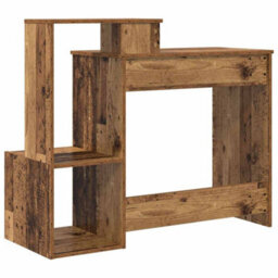 Berkfield Durable Brown Computer Desk Old Wood Engineered Wood Medium Storage - thumbnail 8