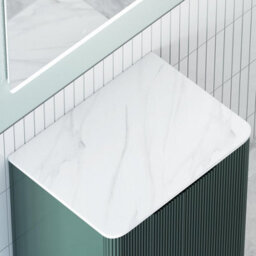 Royal Bathrooms Avenza 600mm Deep Moss Green Wall Hung Bathroom  Vanity Unit 2 Drawer Carrara White Undrilled Worktop & No Basin - thumbnail 8