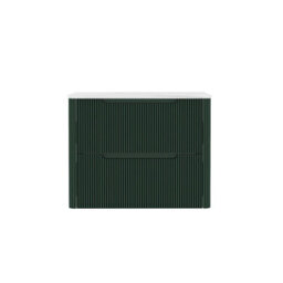 Royal Bathrooms Avenza 600mm Deep Moss Green Wall Hung Bathroom  Vanity Unit 2 Drawer Carrara White Undrilled Worktop & No Basin - thumbnail 6