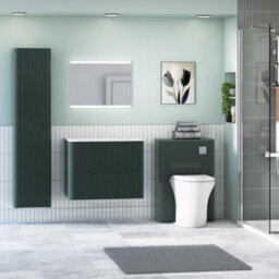 Royal Bathrooms Avenza 600mm Deep Moss Green Wall Hung Bathroom  Vanity Unit 2 Drawer Carrara White Undrilled Worktop & No Basin - thumbnail 4