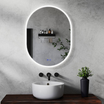 Maerts-E Illuminated Led Bathroom Oval Mirrors With Demister 600X1000mm Touch Sensor - image 1